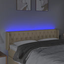 sengegavl med LED-lys 163x16x78/88 cm stof cremefarvet
