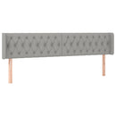 sengegavl med LED-lys 183x16x78/88 cm stof lysegrå