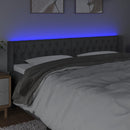 sengegavl med LED-lys 183x16x78/88 cm stof mørkegrå