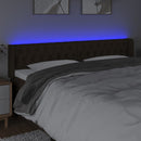 sengegavl med LED-lys 183x16x78/88 cm stof mørkebrun