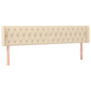 sengegavl med LED-lys 183x16x78/88 cm stof cremefarvet