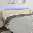 sengegavl med LED-lys 183x16x78/88 cm stof cremefarvet