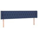 sengegavl med LED-lys 183x16x78/88 cm stof blå