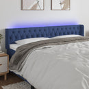 sengegavl med LED-lys 183x16x78/88 cm stof blå