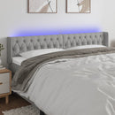 sengegavl med LED-lys 203x16x78/88 cm stof lysegrå