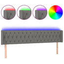 sengegavl med LED-lys 203x16x78/88 cm stof mørkegrå