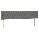 sengegavl med LED-lys 203x16x78/88 cm stof mørkegrå