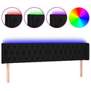 sengegavl med LED-lys 203x16x78/88 cm stof sort