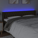 sengegavl med LED-lys 203x16x78/88 cm stof mørkebrun