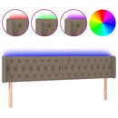 sengegavl med LED-lys 203x16x78/88 cm stof gråbrun