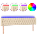 sengegavl med LED-lys 203x16x78/88 cm stof cremefarvet