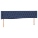 sengegavl med LED-lys 203x16x78/88 cm stof blå