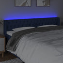 sengegavl med LED-lys 203x16x78/88 cm stof blå