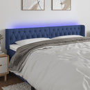 sengegavl med LED-lys 203x16x78/88 cm stof blå