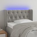 sengegavl med LED-lys 83x16x78/88 cm fløjl lysegrå