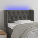 sengegavl med LED-lys 83x16x78/88 cm fløjl mørkegrå