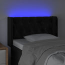 sengegavl med LED-lys 83x16x78/88 cm fløjl sort