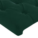 sengegavl med LED-lys 83x16x78/88 cm fløjl Mørkegrøn