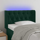 sengegavl med LED-lys 83x16x78/88 cm fløjl Mørkegrøn