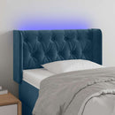 sengegavl med LED-lys 83x16x78/88 cm stof Mørkeblå