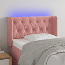 sengegavl med LED-lys 83x16x78/88 cm fløjl lyserød