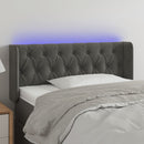 sengegavl med LED-lys 93x16x78/88 cm fløjl mørkegrå