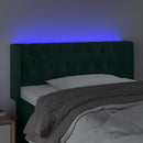 sengegavl med LED-lys 93x16x78/88 cm fløjl Mørkegrøn