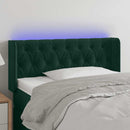 sengegavl med LED-lys 93x16x78/88 cm fløjl Mørkegrøn