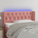 sengegavl med LED-lys 93x16x78/88 cm fløjl lyserød