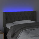 sengegavl med LED-lys 103x16x78/88 cm fløjl mørkegrå