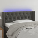 sengegavl med LED-lys 103x16x78/88 cm fløjl mørkegrå