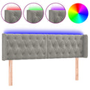 sengegavl med LED-lys 147x16x78/88 cm fløjl lysegrå