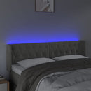 sengegavl med LED-lys 147x16x78/88 cm fløjl lysegrå