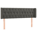 sengegavl med LED-lys 147x16x78/88 cm fløjl mørkegrå