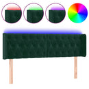 sengegavl med LED-lys 147x16x78/88 cm fløjl mørkegrøn