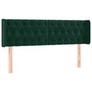 sengegavl med LED-lys 147x16x78/88 cm fløjl mørkegrøn