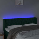 sengegavl med LED-lys 147x16x78/88 cm fløjl mørkegrøn