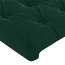 sengegavl med LED-lys 147x16x78/88 cm fløjl mørkegrøn