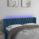 sengegavl med LED-lys 147x16x78/88 cm fløjl mørkeblå