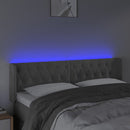 sengegavl med LED-lys 163x16x78/88 cm fløjl lysegrå