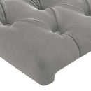 sengegavl med LED-lys 163x16x78/88 cm fløjl lysegrå