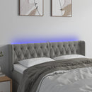 sengegavl med LED-lys 163x16x78/88 cm fløjl lysegrå
