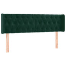 sengegavl med LED-lys 163x16x78/88 cm fløjl mørkegrøn