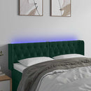 sengegavl med LED-lys 163x16x78/88 cm fløjl mørkegrøn
