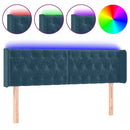 sengegavl med LED-lys 163x16x78/88 cm fløjl mørkeblå