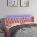 sengegavl med LED-lys 163x16x78/88 cm fløjl lyserød