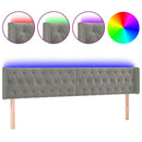 sengegavl med LED-lys 183x16x78/88 cm fløjl lysegrå