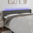 sengegavl med LED-lys 183x16x78/88 cm fløjl mørkegrå