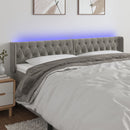 sengegavl med LED-lys 203x16x78/88 cm fløjl lysegrå