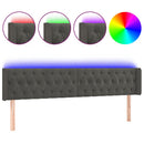 sengegavl med LED-lys 203x16x78/88 cm fløjl mørkegrå